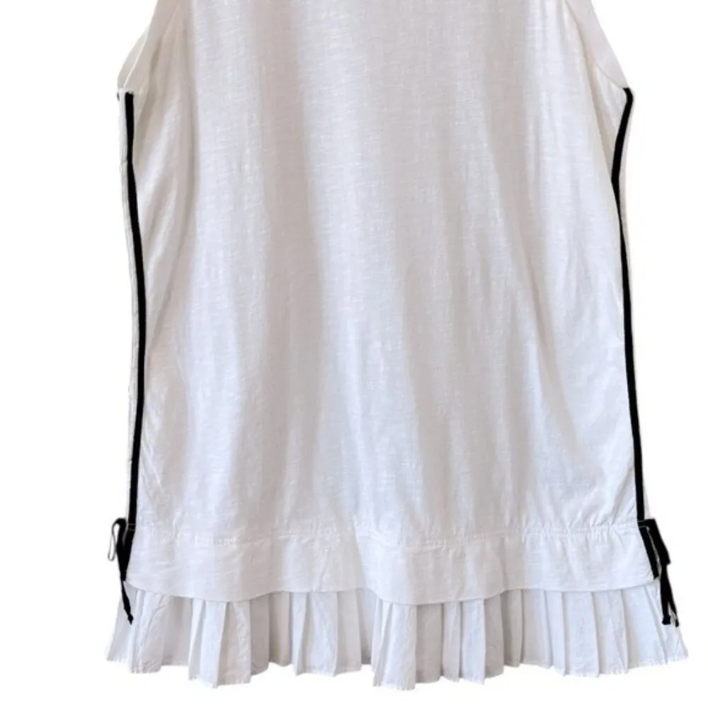 ANTHROPOLOGIE Gola Layer Up Mini Dress Pleated Ruffled Hem Ivory Size L NEW - Image 4