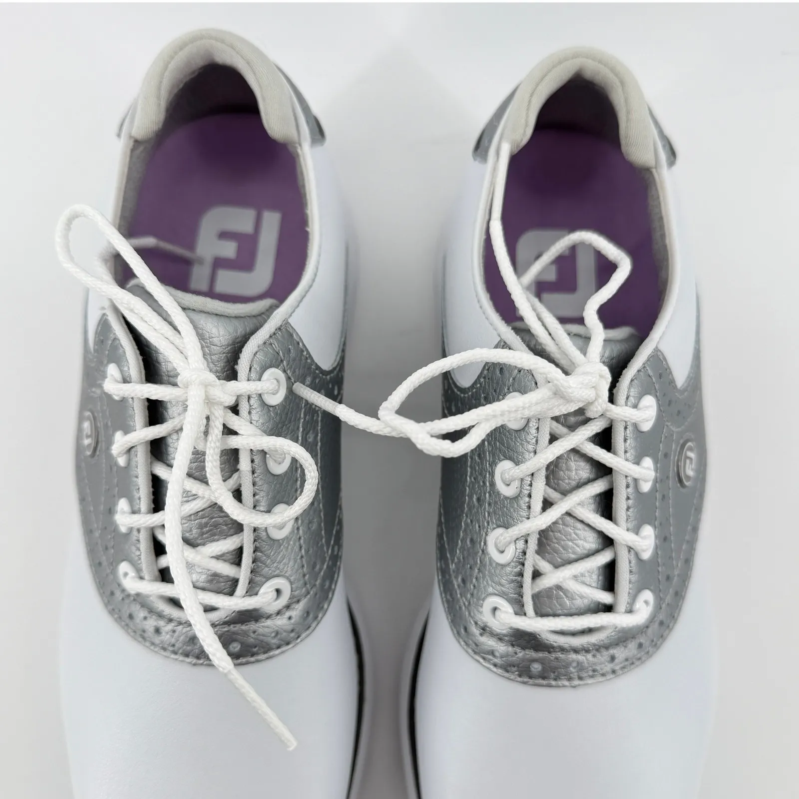 FootJoy FJ Traditions Spikeless Golf Shoes White Silver Women 7M #97897 NWOB - Image 3
