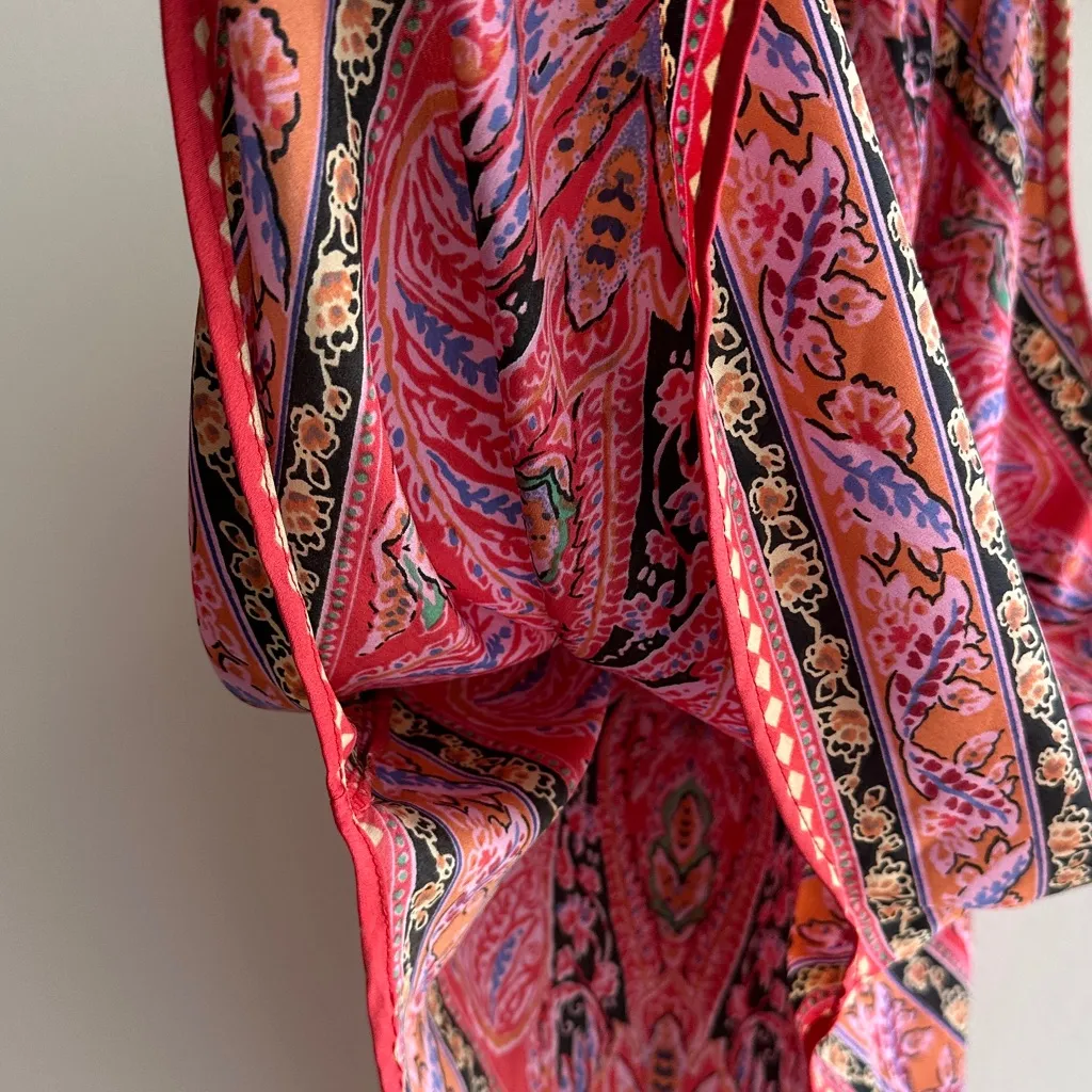 Bog Collective Bandana Tank Top, Pink Floral Bohemian Spaghetti Strap, Small - Image 6