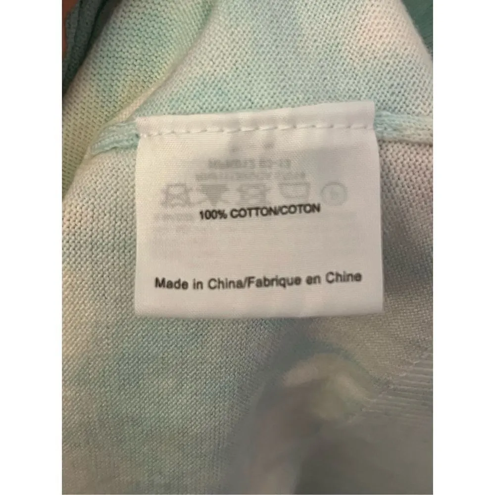 Tory Burch Theo Cardigan Mint White Shibori Tie Dye Striped L - Image 4