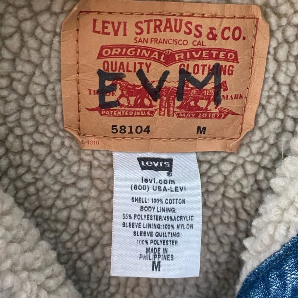 Levi’s Trucker Denim Jean Jacket Sherpa Lined Faded Distressed Grunge 90s Y2K - Image 11