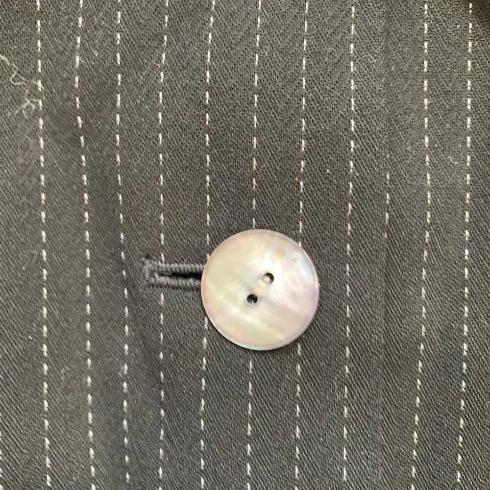 Vintage Jacqueline Ferrar Suit Set Pinstriped Printed Black Jacket Pencil Skirt Size 14 - Image 11