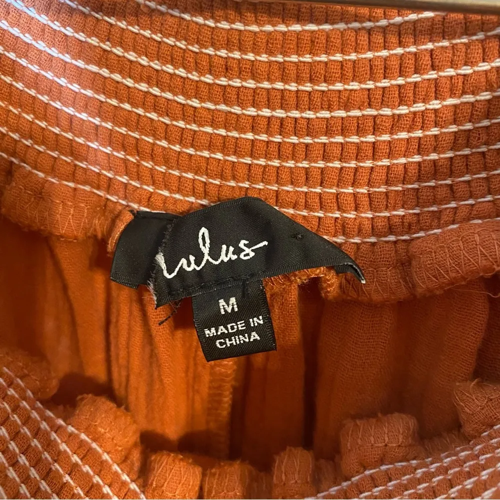 Lulus Ready for Sunshine Rust Orange Off-the-Shoulder Maxi Dress Medium - Image 3