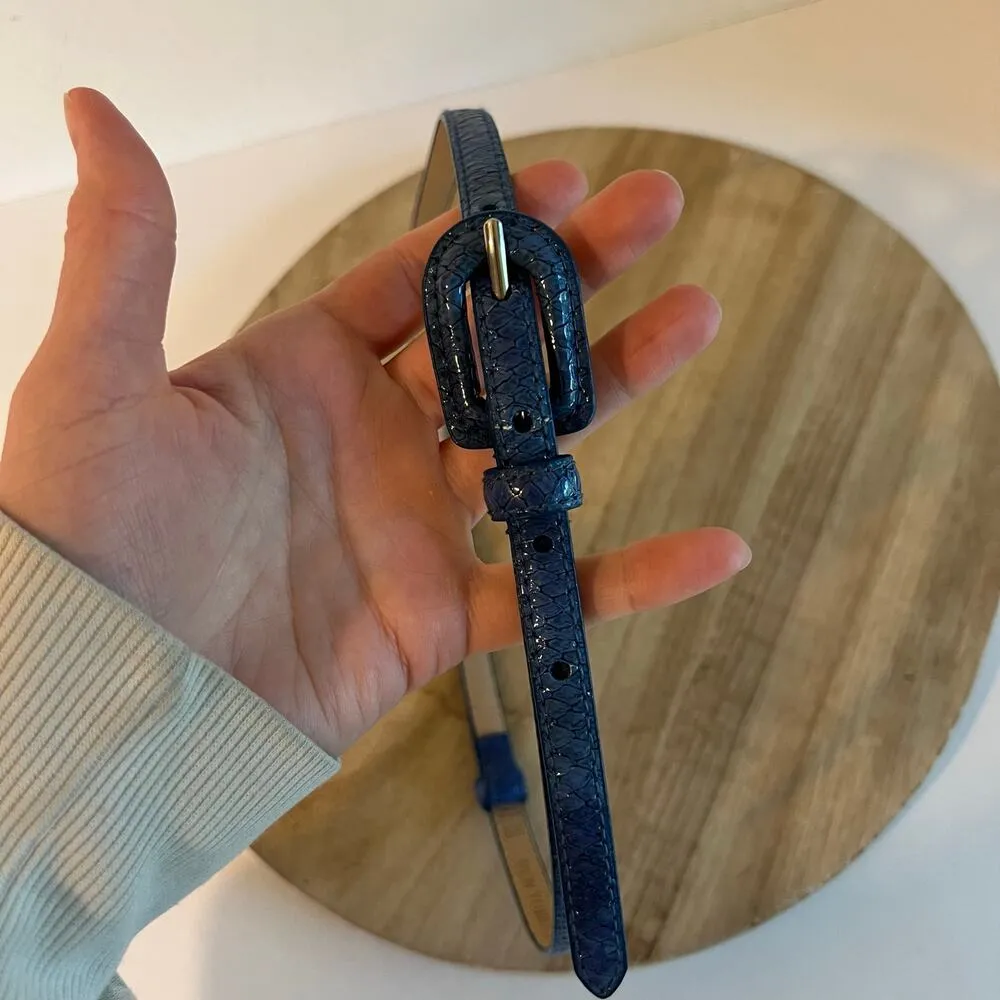 Blue Vegan Leather Adjustable Thin Skinny New York & Co Belt Size XS - Image 2