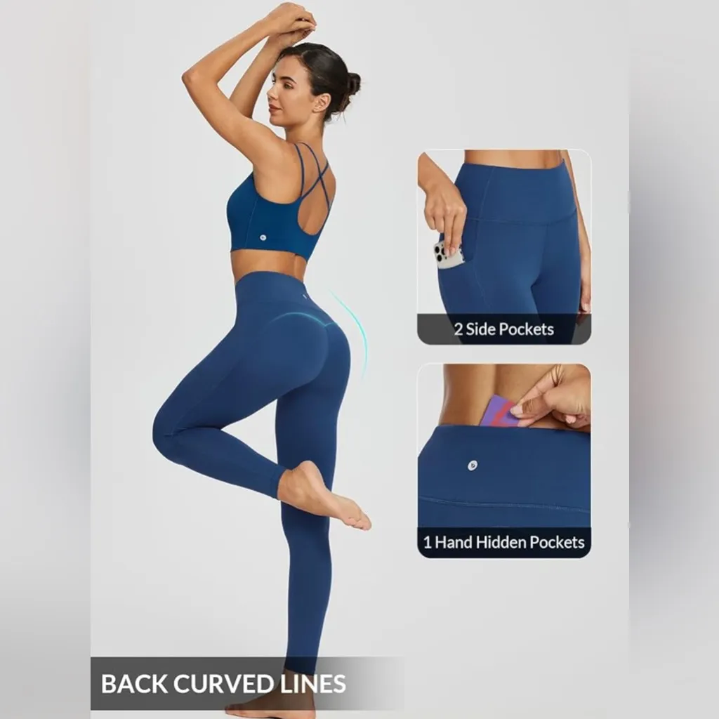 Colorfulkoala Women's Leggings High Waisted XL Ankle Pocket Teal Athleisure Yoga - Image 2