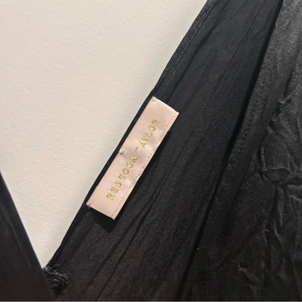 Rebecca Taylor Black Satin Elegant Black V-Neck Jumpsuit - Image 7