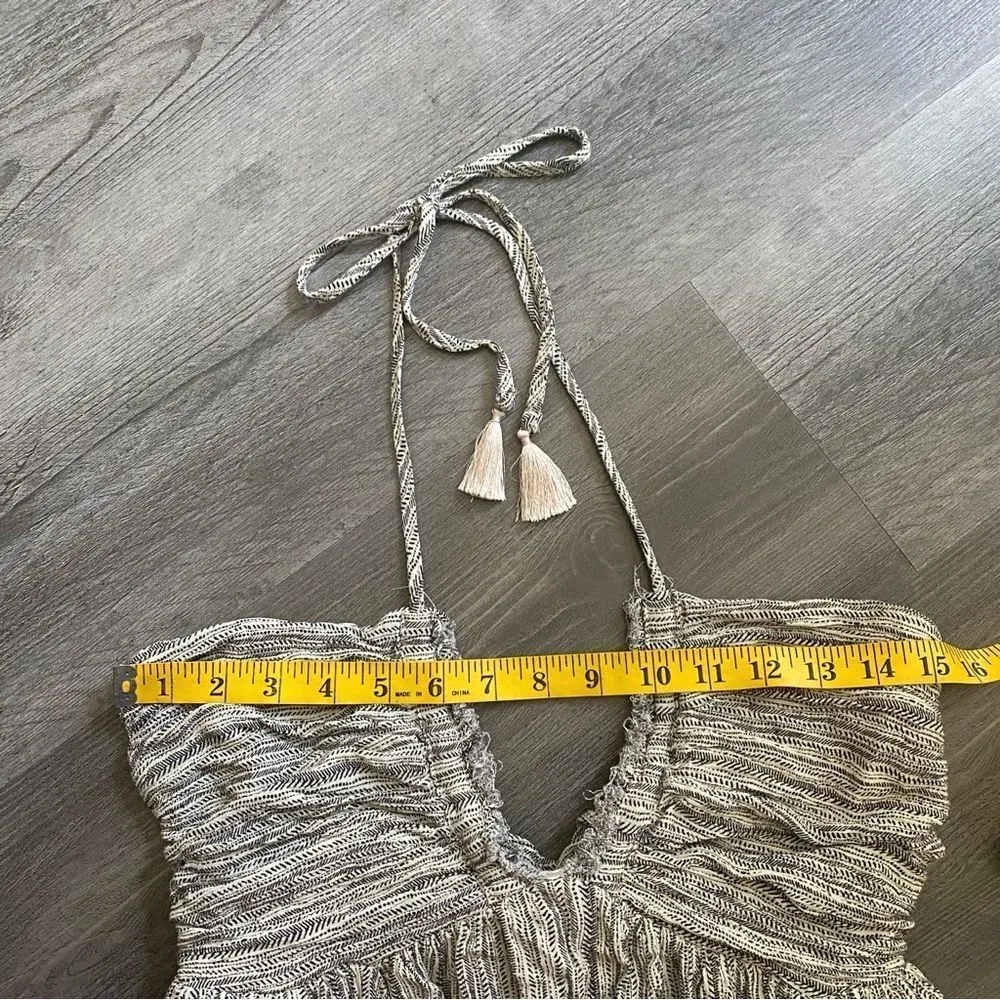 Promesa Halter Midi Dress Black Cream Back Tie Boho Vacation - Image 10