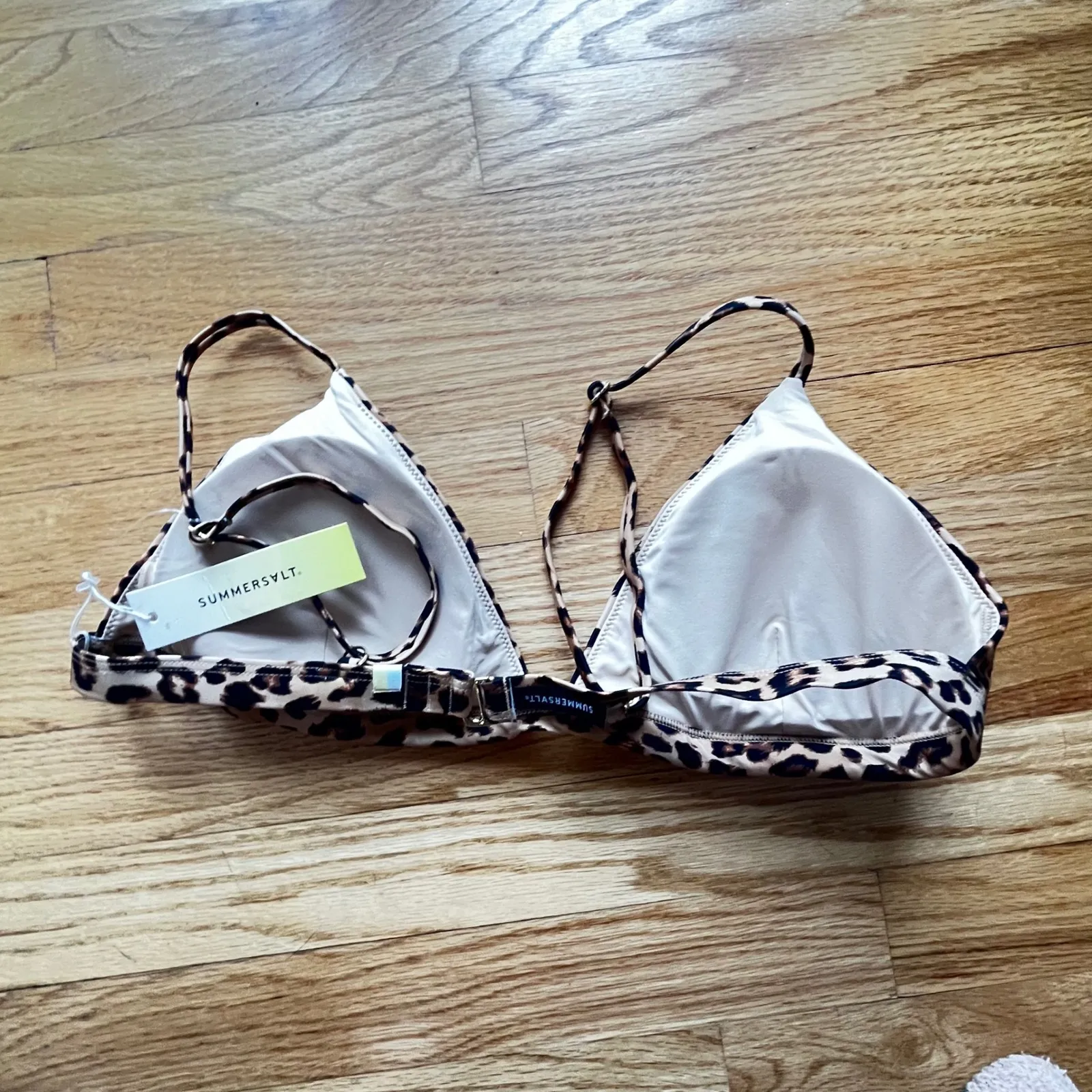 SUMMERSALT Leopard Print Triangle Bikini Top Adjustable Straps Size 12 - Image 4