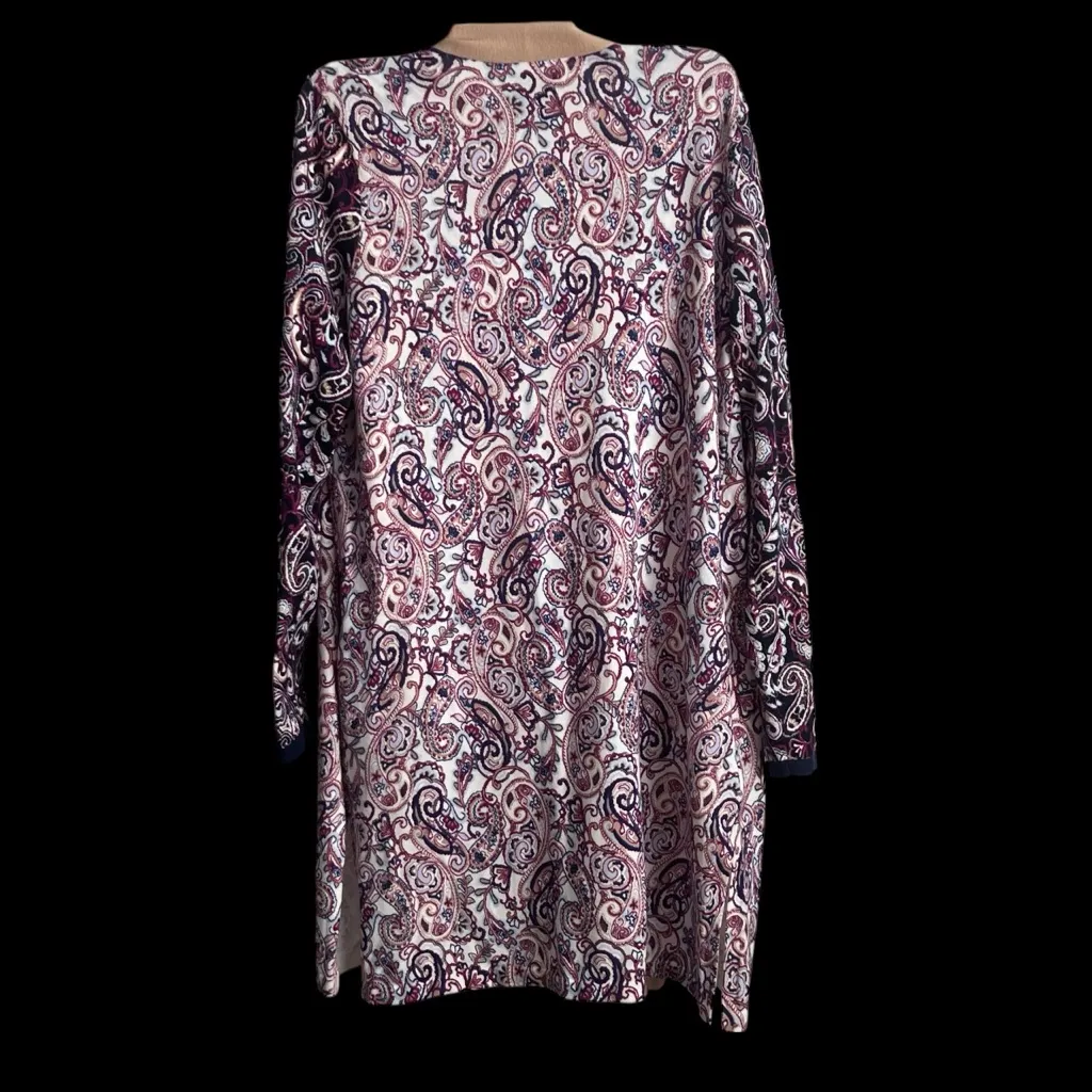 Land's End Fine Gauge Sweater Paisley open front cardigan size M 10 - Image 2