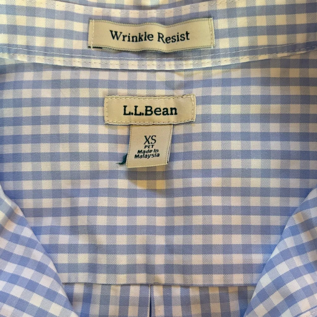 LL Bean Wrinkle Resistant Plaid Button Up Shirt Long Sleeve Cotton Women XS Pet Blue Size undefined - Image 4
