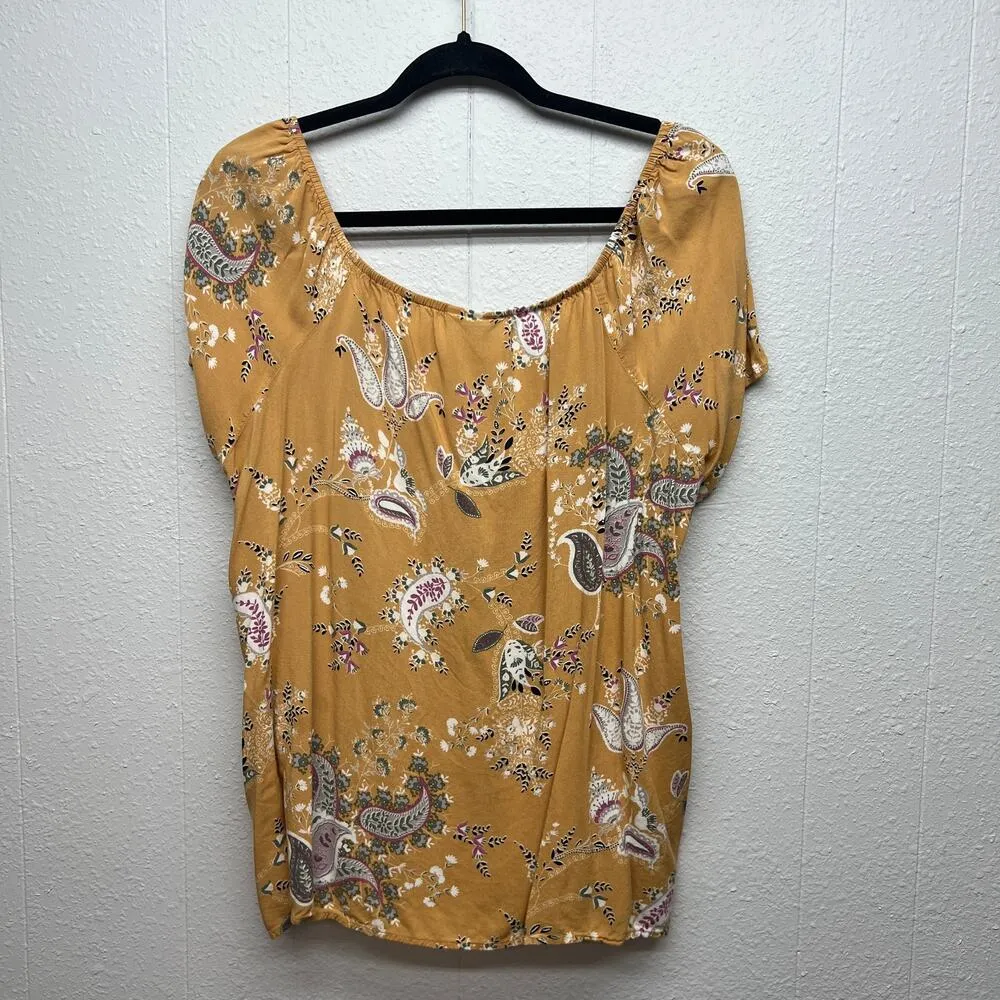 Studio B Floral Cottagecore Womens Top 1X Paisley Mustard Relaxed Comfort Flowy - Image 5