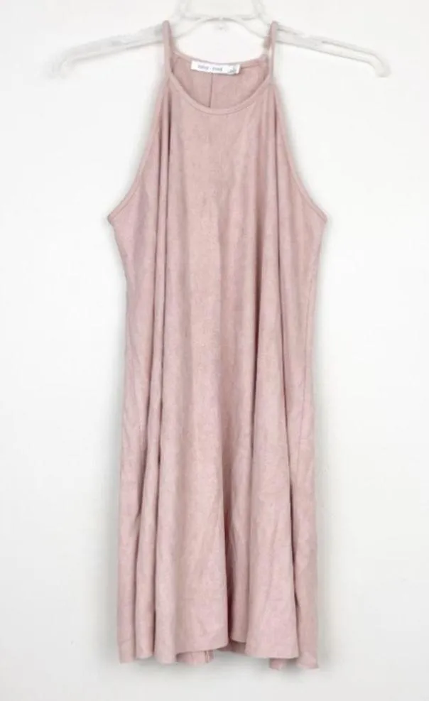 Bishop + Young Pink Faux Suede High Neck Dress Sz S - Image 9