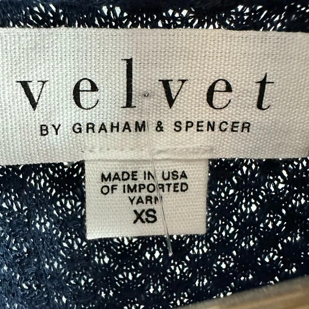 Velvet by Graham & Spencer Textured Open Waterfall Cardigan Size XS Navy Blue - Image 3