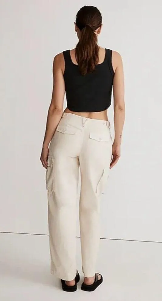 Madewell Garment-Dyed Low-Slung Straight Cargo Pants Vintage Linen Womens 30 - Image 3