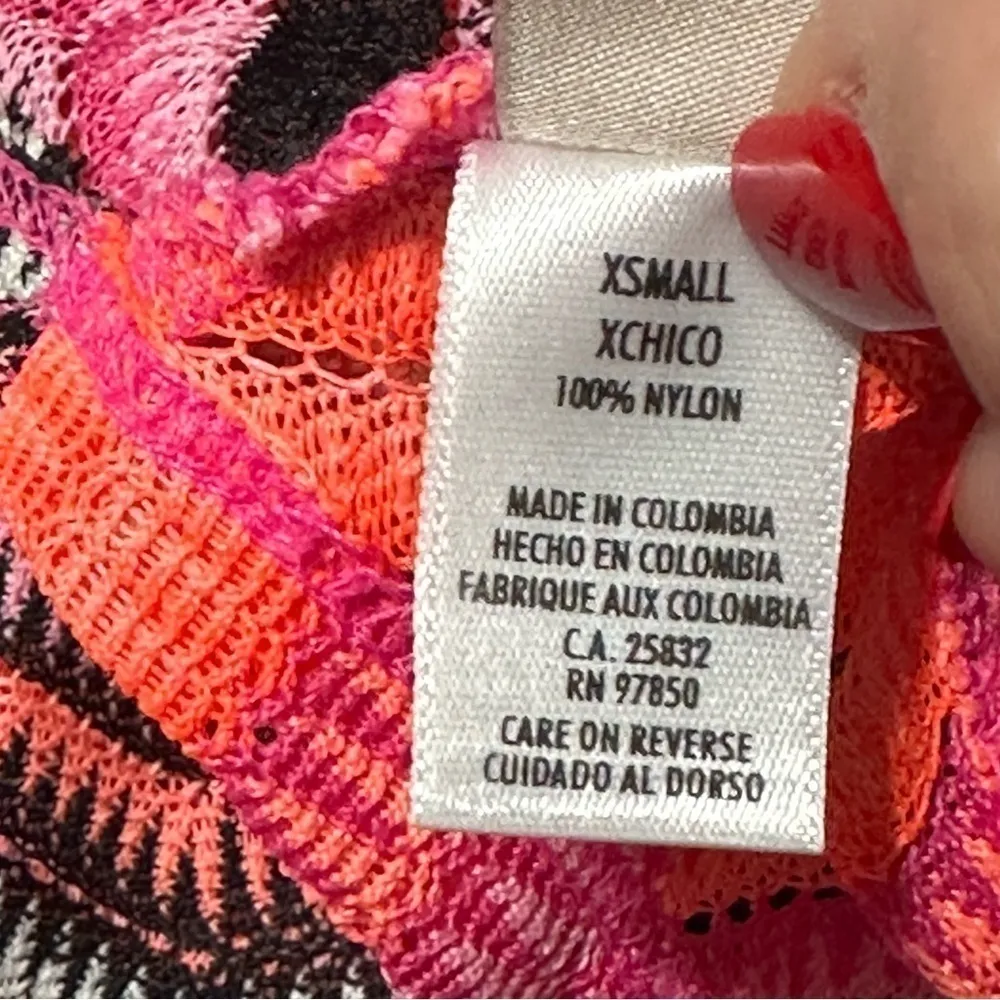 Luli Fama Women’s Size XS Pink Champagne Zig Zag Crochet Hoodie Romper - Image 6