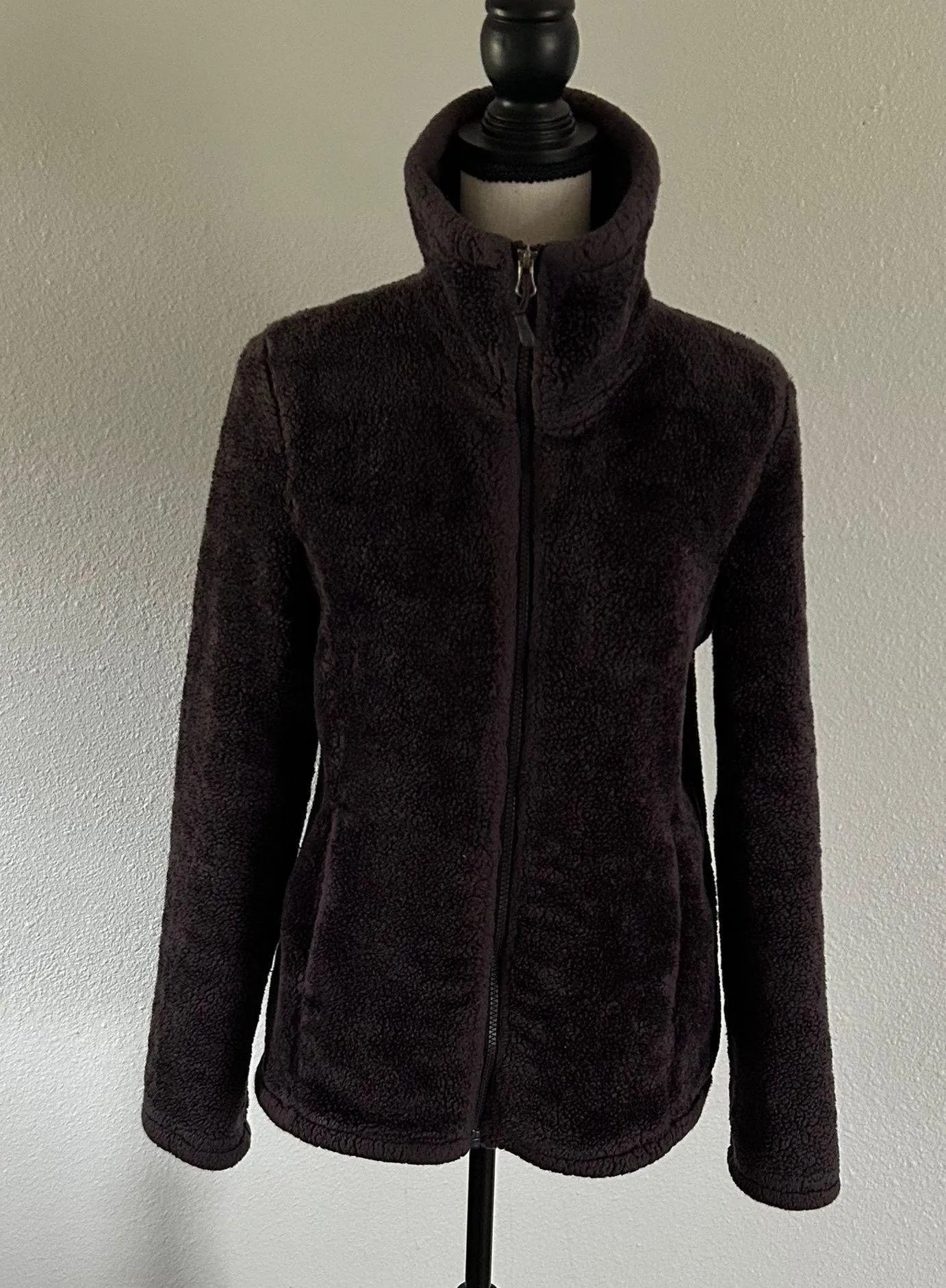 Dark Purple Sherpa Zip Up Jacket Size Small - Image 2