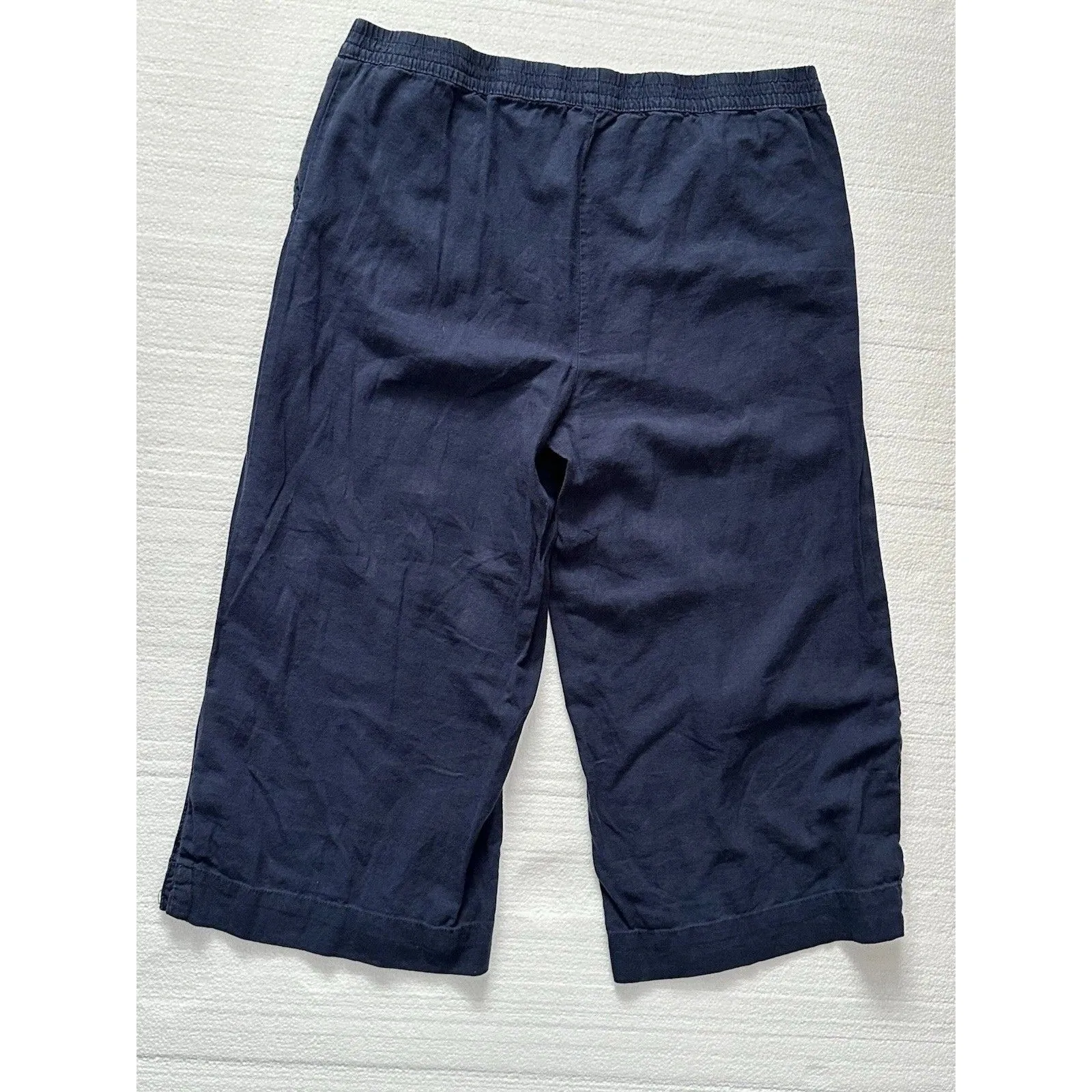 Caribbean Joe Blue Elastic Waist Blue Linen Blend Casual Cropped‎ Capri Pant XL - Image 5