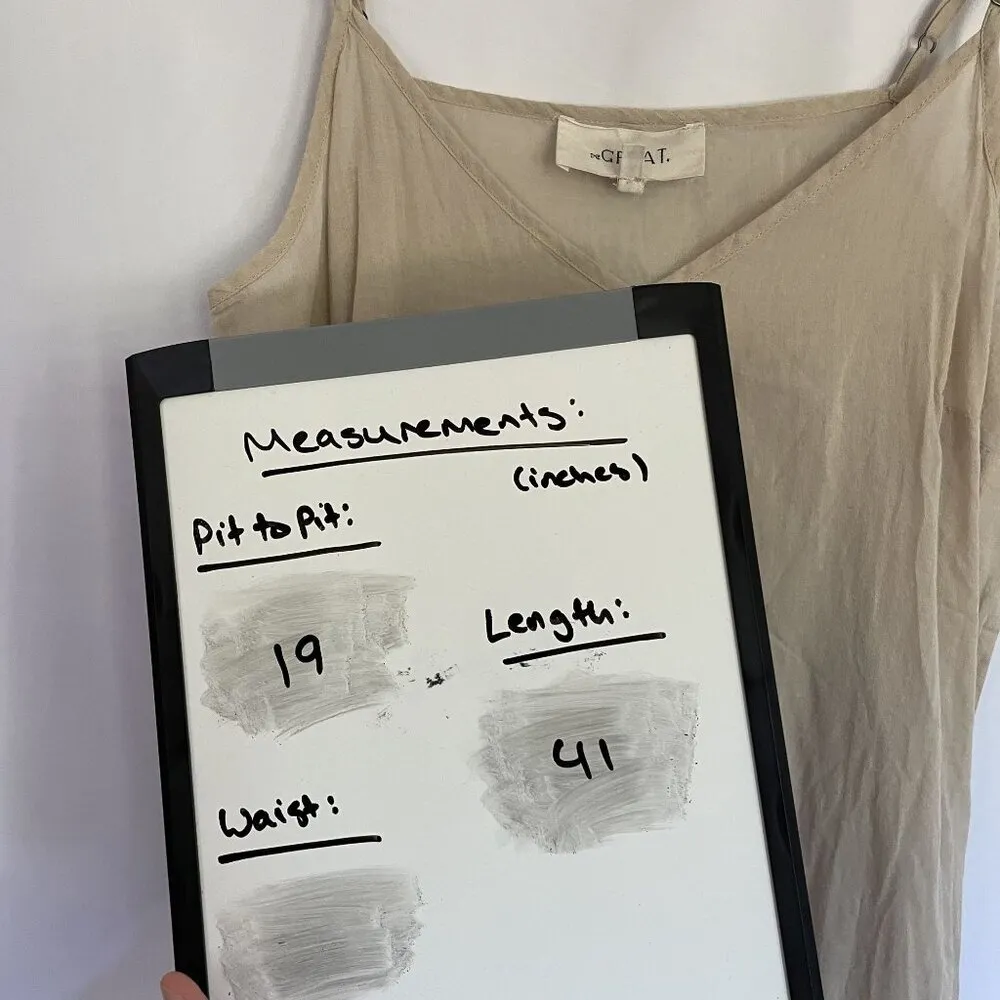 The Great. tan beige sheer v-neck flowy cotton dress size 2 delicate summer - Image 5