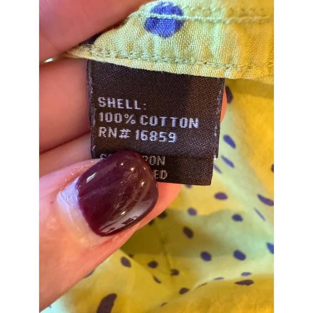 J McLaughlin Shirt Women 8 Yellow Purple Polka Dot Cotton Collared Button Down - Image 10