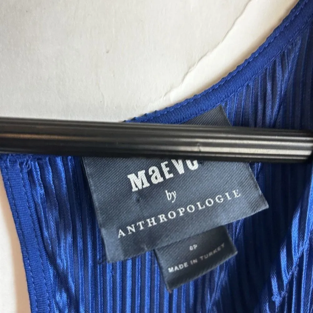 ANTHROPOLOGIE MAEVE Size Small SONATA BLUE PLEATED WIDE LEG CAP SLEEVE JUMPSUIT - Image 7