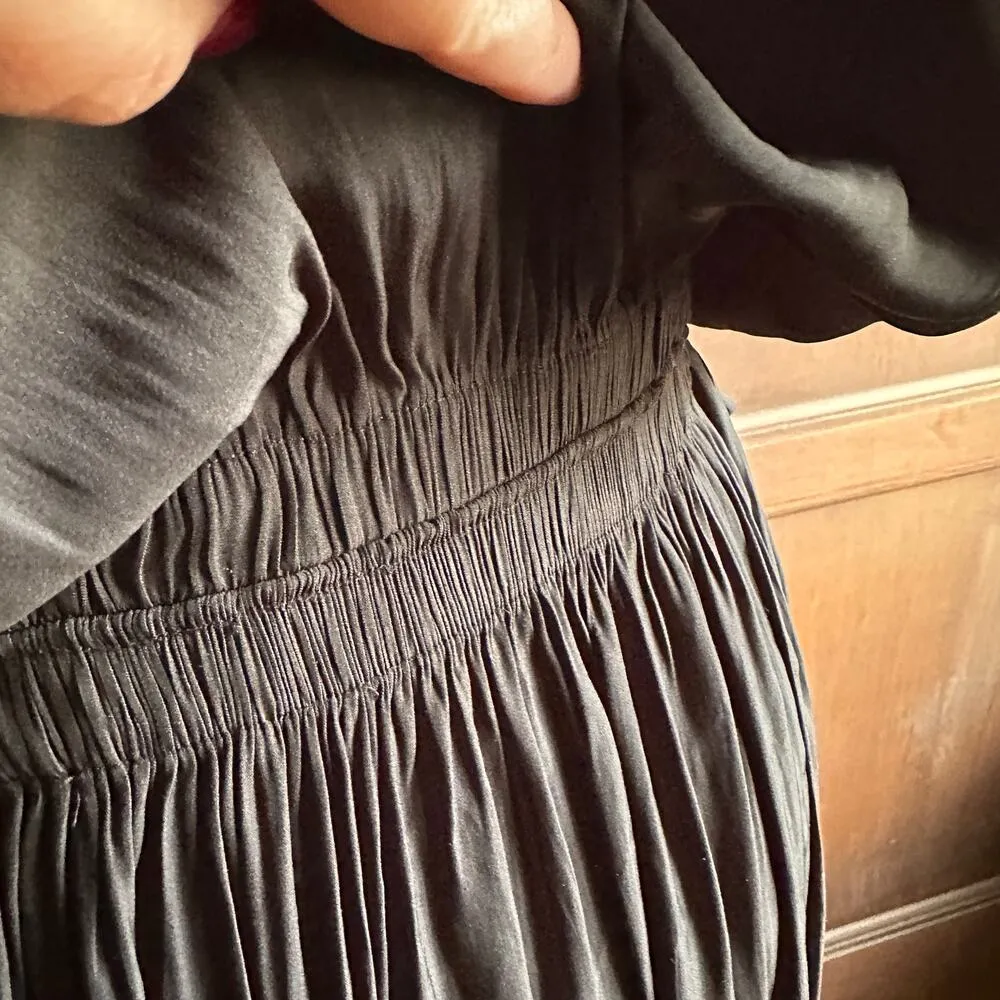 RAMY BROOK | Black Hailey Dress Curved Hem Midi Cocktail Dress | Size Large - Image 8