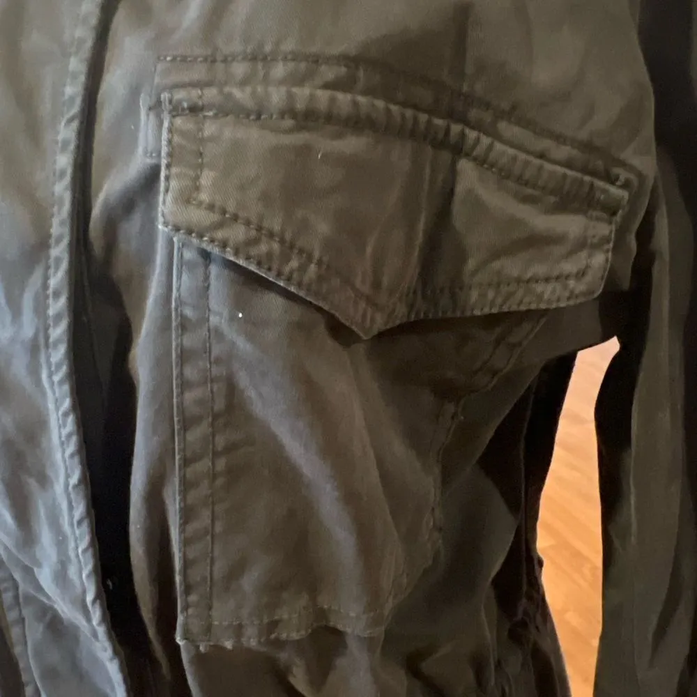 Style and Co women's size large twill utility jacket in gray black‎ with zipper - Image 3