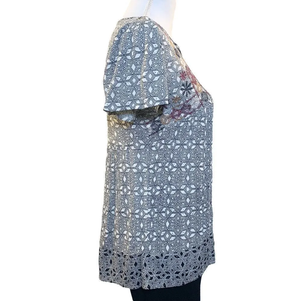 Women’s 𝅺Knox Rose white/black patterned boho top - Image 4