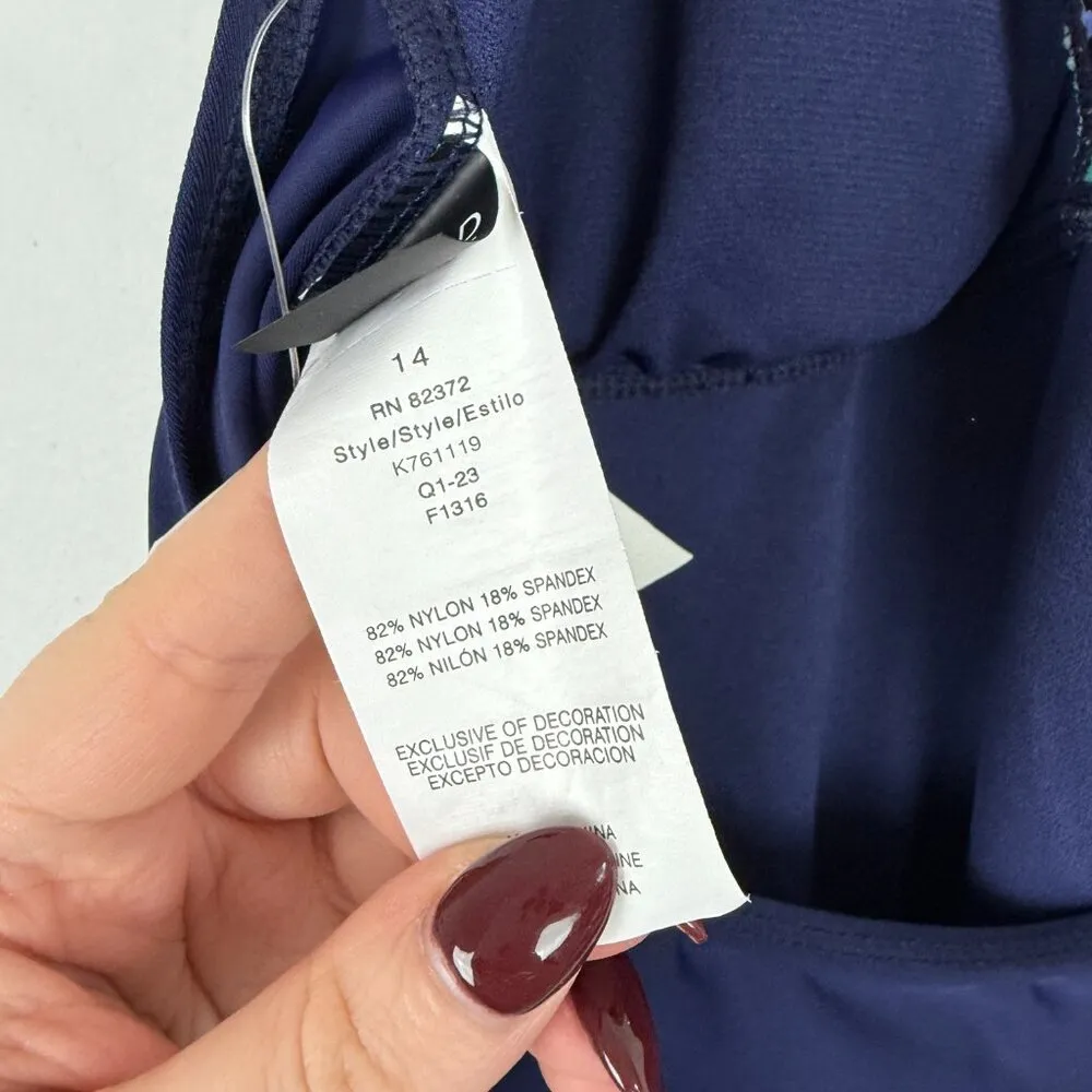 NWT  Mariposa Halterkini Top Tankini Swim Navy Blue Plus Size 14 - Image 8