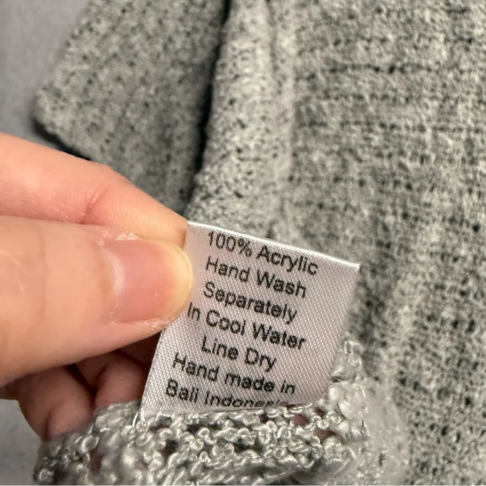 Island Tribe Knits Boho Grey Knit Villa Shawl One Size NWT Lagenlook Gray - Image 6