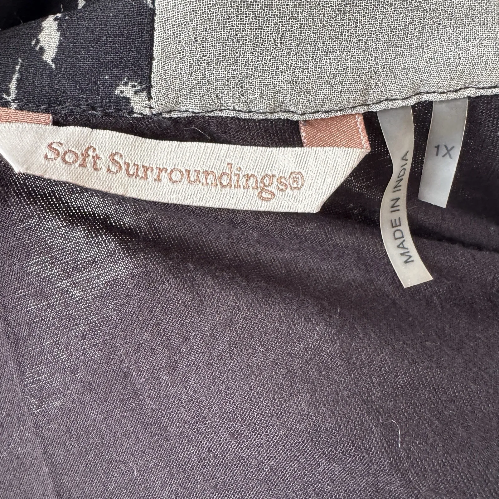 Soft Surroundings 1X‎ Black Cream Copper Sequin Sheer Dressy Cardigan Palm Print - Image 5