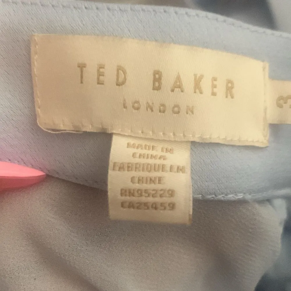 Ted Baker Light Blue Dress with Lace Flowered Bodice Sz 8 - Image 13