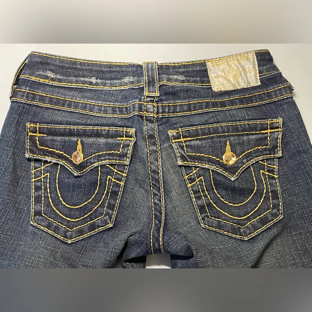True Religion Disco Billy Straight Leg Jeans Super T Rhinestone Low Rise 26 - Image 7