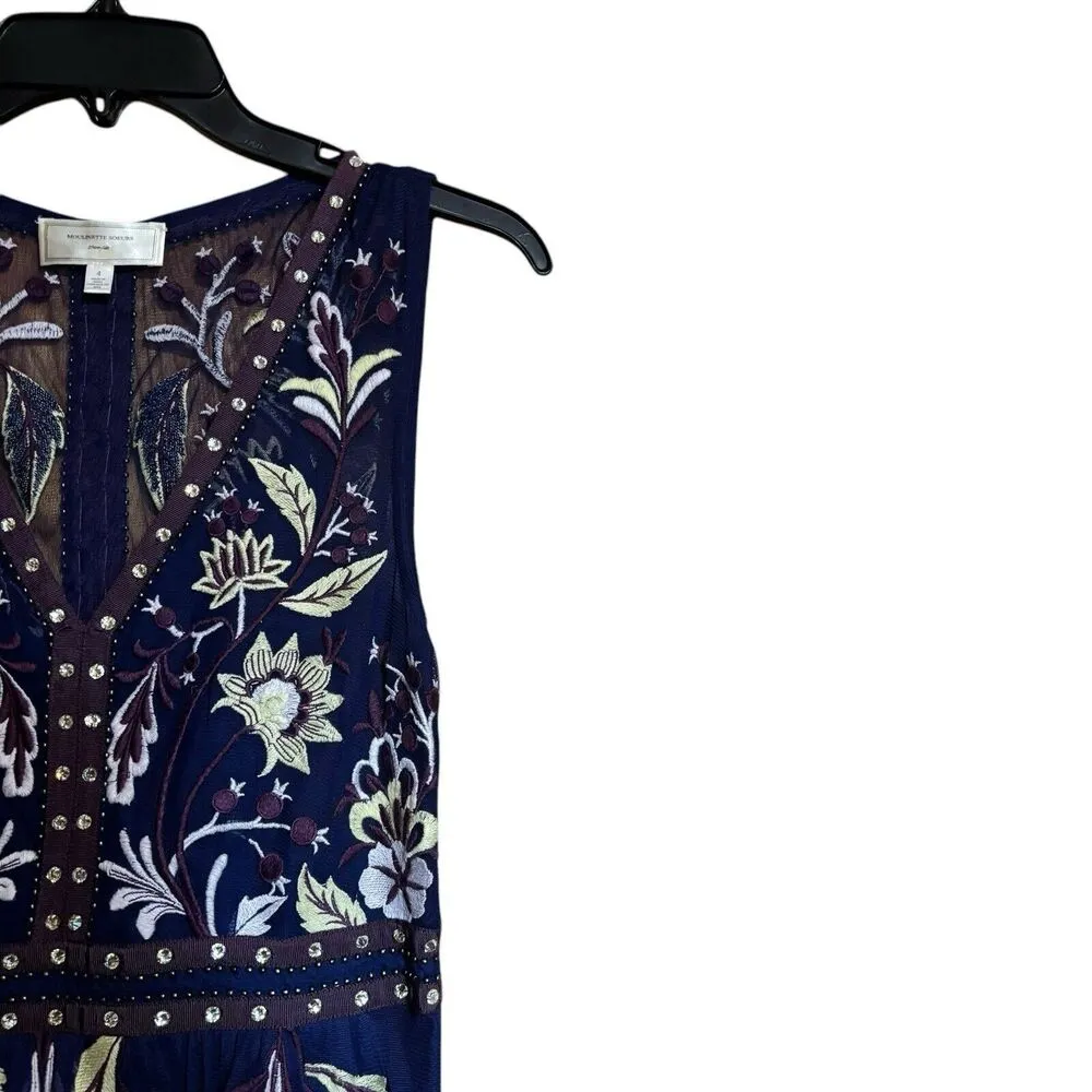 Moulinette Soeurs Anthropologie Alicante Dress 4 Multicolor Floral Embroidered - Image 6