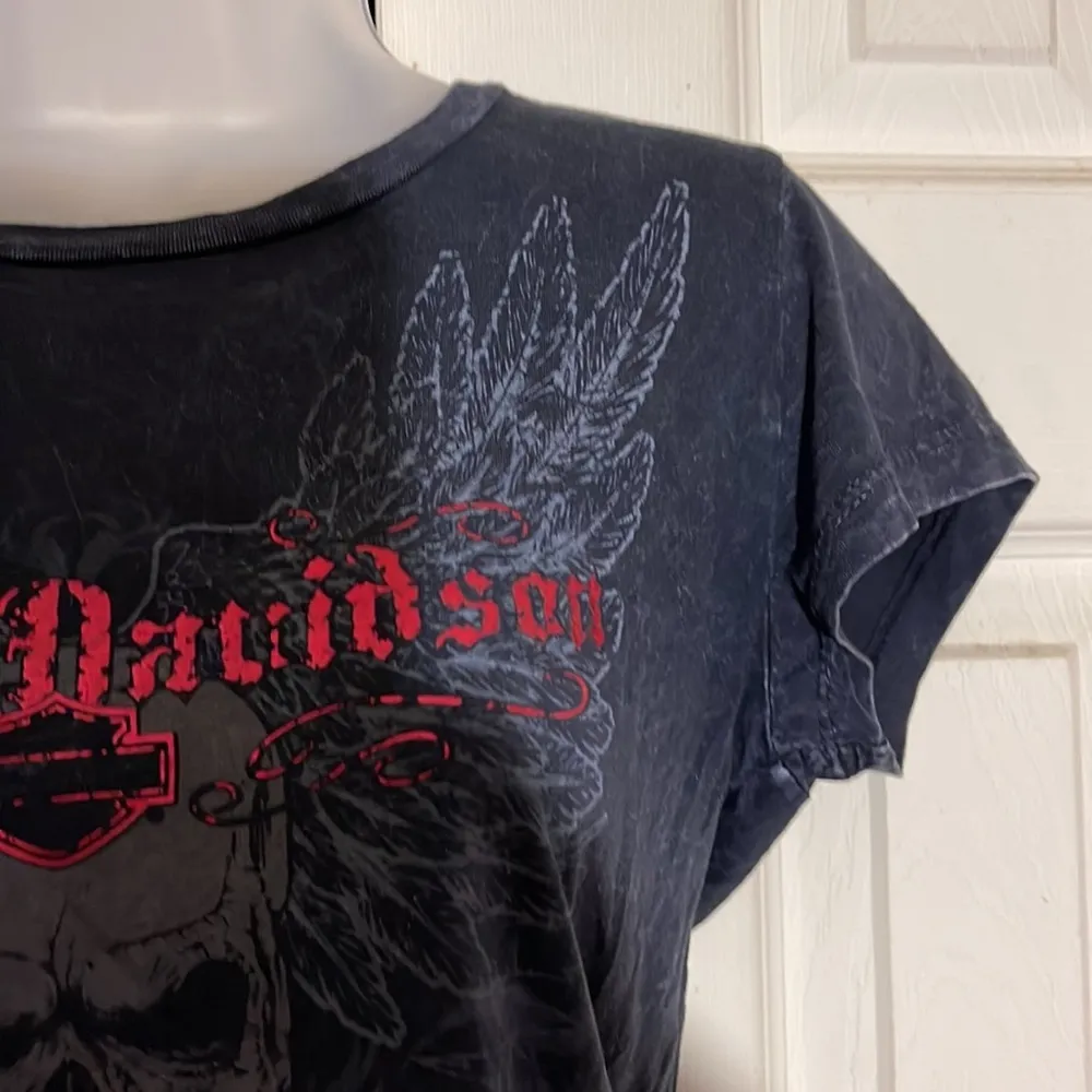 Harley Davidson Motorcycles Orlando Florida Skull Cap Sleeve Tee Shirt Jrs Large - Image 6