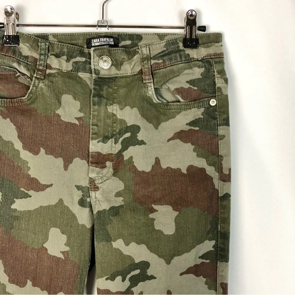 Zara TRF Green Camo Skinny Jeans 8 - Image 4