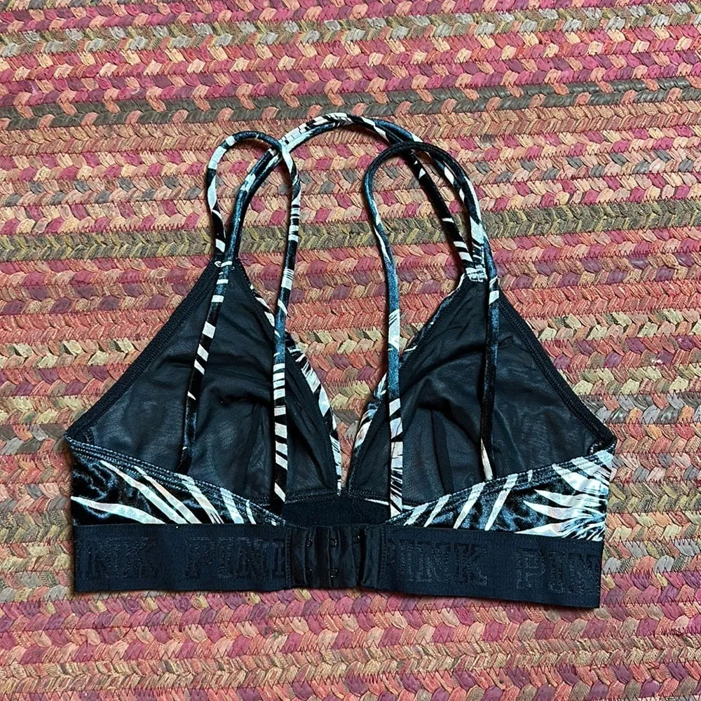 VICTORIAS SECRET PINK BLACK VELVET FLOWER BRALETTE - Image 3