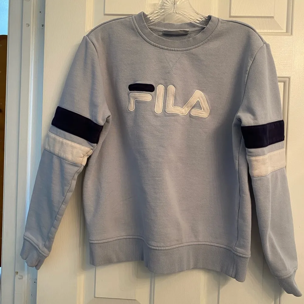 FILA  Baby Blue Crew Neck Long Sleeve Pullover Sweatshirt M - Image 3