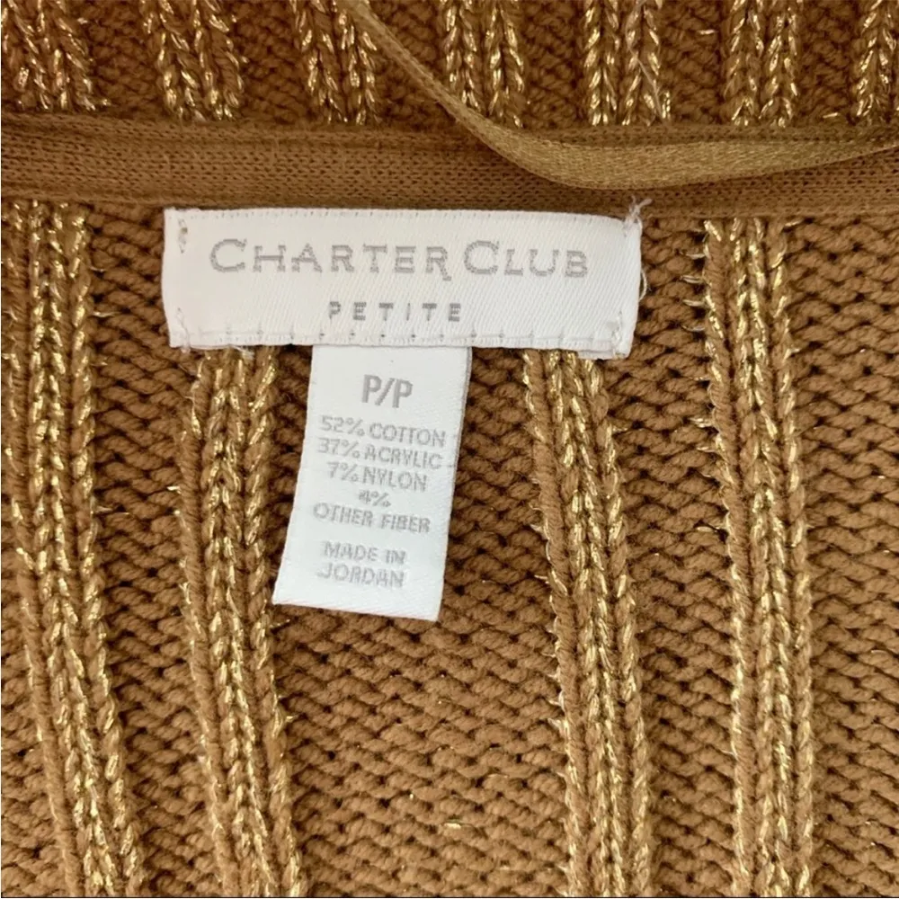 Charter Club Metallic Gold Cable Knit Cardigan SP - Image 6