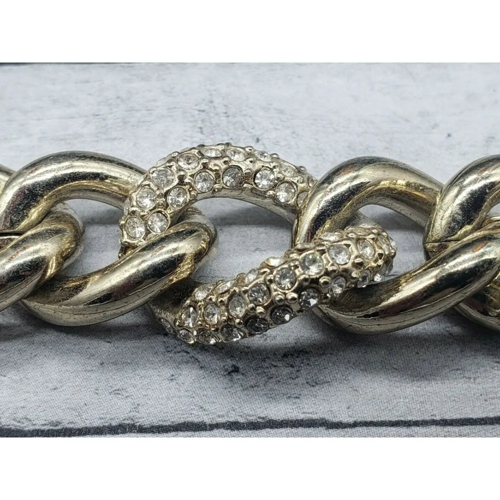 Victoria's Secret Gold Tone Chain Link Bracelet Rhinestones Toggle Clasp 8 in. - Image 6