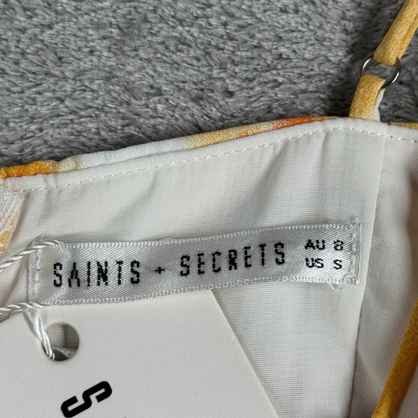 Saints + Secrets Mini Dress Orange Multi Tie Dye Cowl Neck Party Going Out Small - Image 7