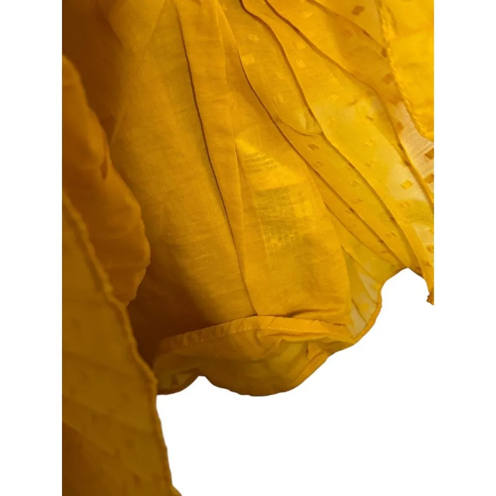 Zara Women's Dress Mini Polka Dot Lace Pleated Hem V-Neck Balloon Sleeve‎ Medium - Image 6