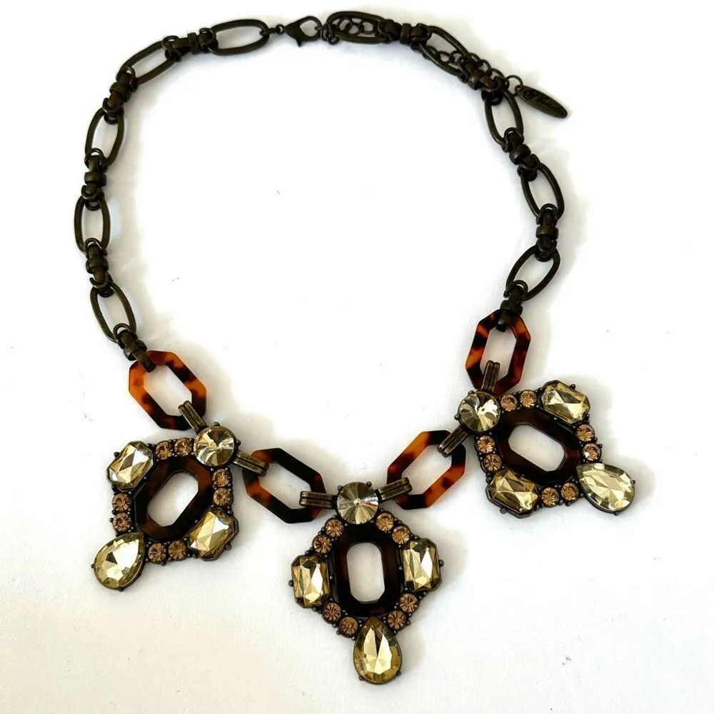 Plunder vintage tortoise rhinestone statement necklace - Image 7