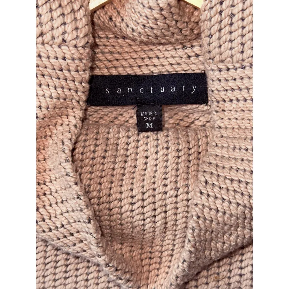 Anthropologie Sanctuary Pink Gray Knit Long Sleeve Turtleneck Sweater Top Size M - Image 3