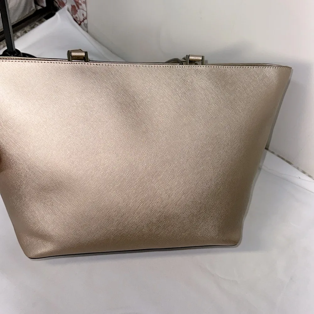 Rose Gold Glimmer X Large Tote Satchel Handbag Metallic Shoulder Bag - Image 5