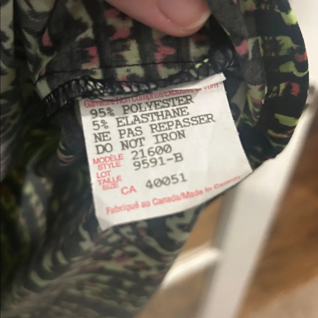 Frank Lyman faux wrap designer neon green animal print mid length dress size 14 - Image 6