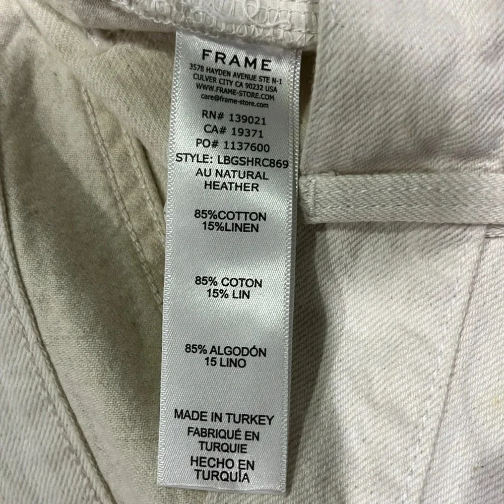 Frame Le Brigette Denim Shorts Cotton Linen Blend in Au Natural Sz 27 - Image 11