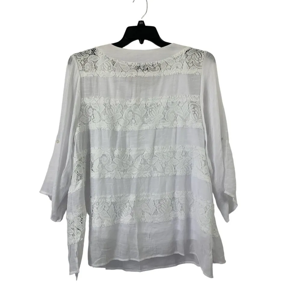 IN Studio Women's White Blouse Size 2X - Image 2