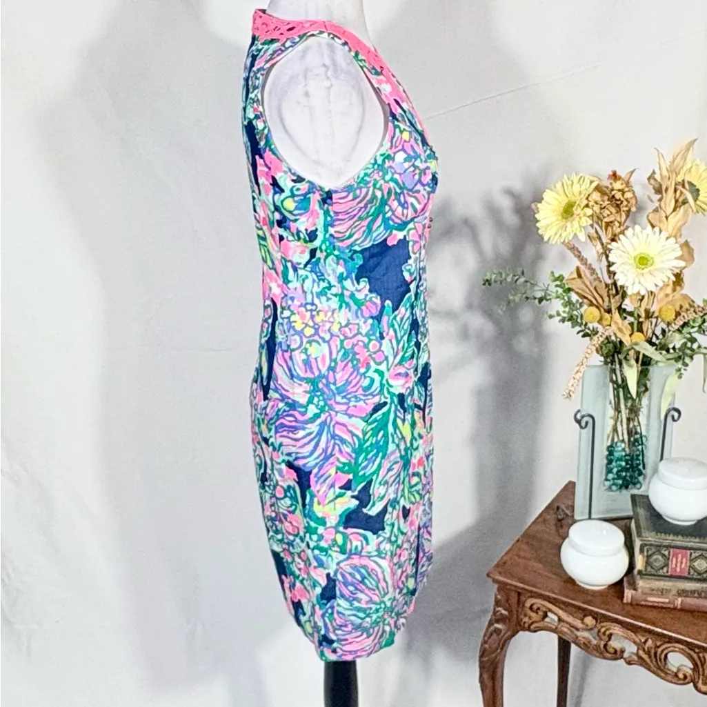 Lilly Pulitzer Ryder Seaside Allure 
Corded Beaded Floral Shift Dress Sz 2🧡 - Image 4