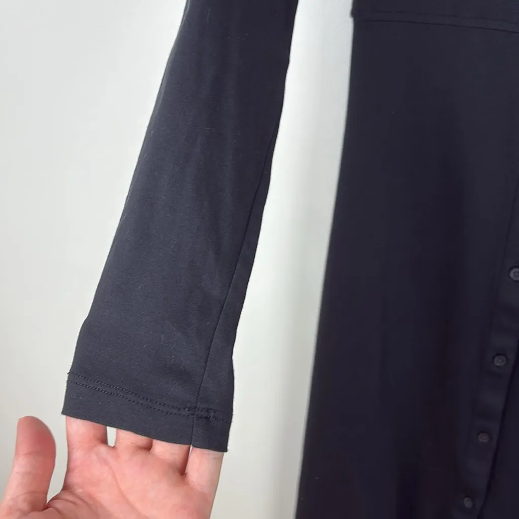 Everlane The Luxe Cotton Shirtdress Long Sleeve Collar Black Women’s Size XXS - Image 7