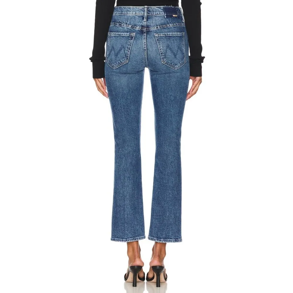 NWT Mother The Insider Flood in Metal Magic Studded Ankle Crop Bootcut Jeans 29 Blue - Image 12